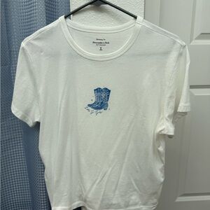 Abercrombie & Fitch White Tee with Blue Graphic